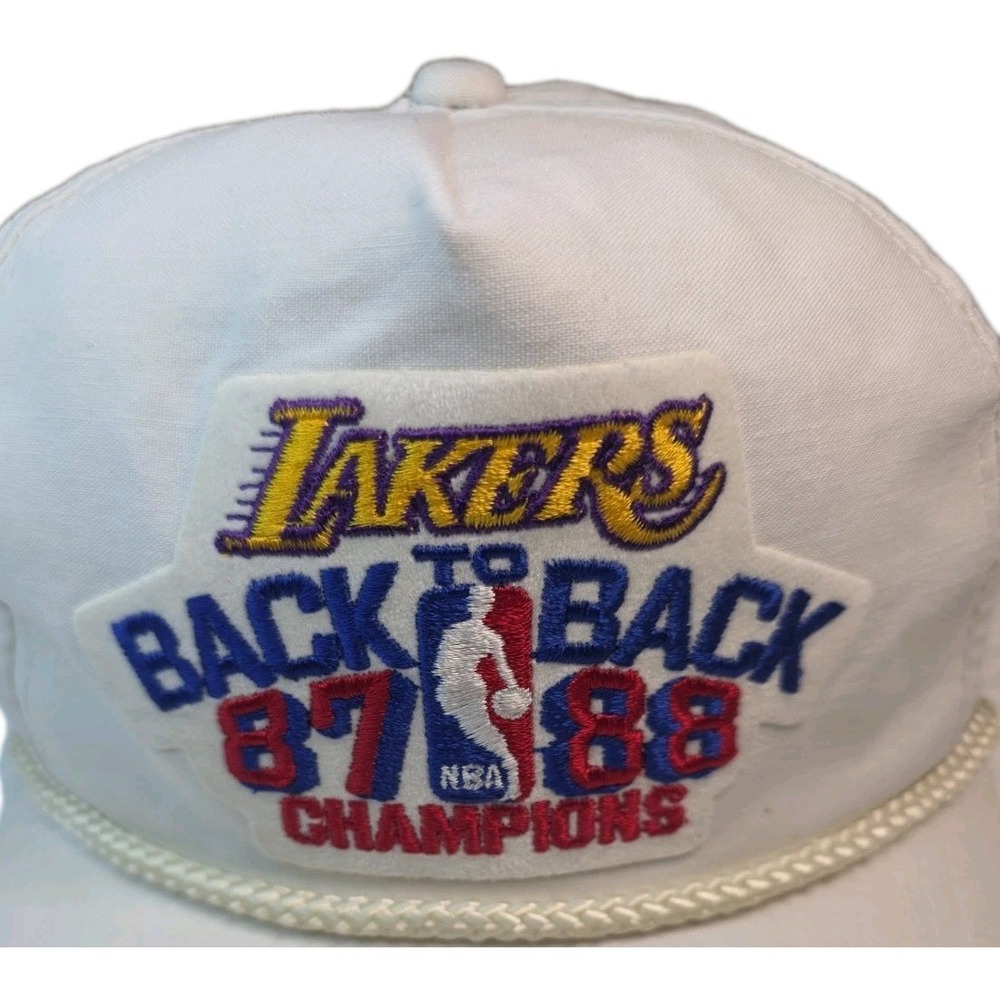 Vintage LA Lakers Back to Back 87/88 NBA Basketball Champions Hat Snapback White - Picture 2 of 10